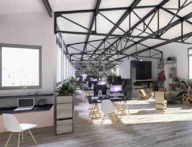 offices for rent in Paris with open plan industrial style