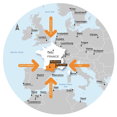 Invest in occitanie map - Set up in France